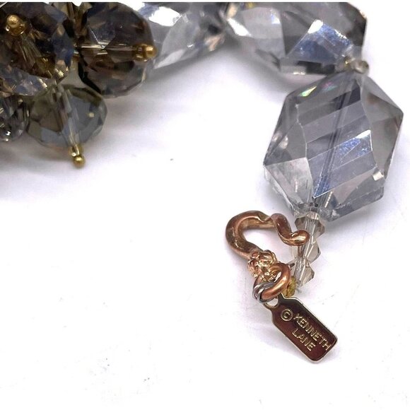 Kenneth Jay Lane Smokey Faceted Cluster Beaded Choker Necklace 18 Inches - Picture 7 of 8